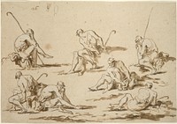 Study Sheet with Seated Figures by Alessandro Magnasco