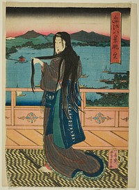 The Eight Views at Lake Biwa in the Evening (Omi Hakkei Moku) by Utagawa Yoshikazu