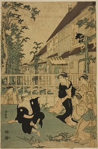 Outdoor Amusements at the Kankanro Teahouse in Yoshiwara by Torii Kiyonaga