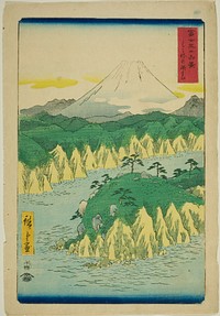 Lake at Hakone (Hakone no kosui), from the series "Thirty-six Views of Mount Fuji (Fuji sanjurokkei)" by Utagawa Hiroshige