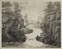 Landscape with Waterfall by Pendleton's Lithography
