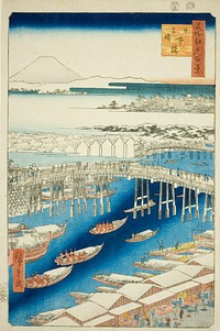 Clear Weather After Snow at Nihon Bridge (Nihonbashi yukibare), from the series "One Hundred Famous Views of Edo (Meisho Edo hyakkei)" by Utagawa Hiroshige