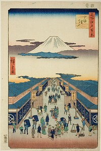 Surugacho, from the series "One Hundred Famous Views of Edo (Meisho Edo hyakkei)" by Utagawa Hiroshige