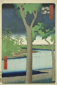 The Paulownia Grove at Akasaka (Akasaka Kiribatake), from the series "One Hundred Famous Views of Edo (Meisho Edo hyakkei)" by Utagawa Hiroshige