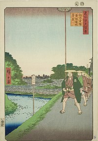 Distant View of Akasaka Reservoir from Kinokuni Slope (Kinokunizaka Akasaka Tameike enkei), from the series "One Hundred Famous Views of Edo (Meisho Edo hyakkei)" by Utagawa Hiroshige