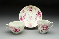 Teacup, Coffee Cup, and Saucer by Worcester Porcelain Factory (Manufacturer)