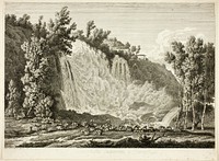 Waterfall Above Tivoli, from Malerisch radirte Prospecte aus Italien by Albert Christoph Dies