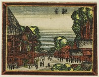 Kannon Temple (Kannon), from the series Dutch-style Pictures: Eight Views of Edo (Oranda gakyo Edo hakkei) by Katsushika Hokusai