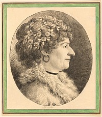 Profile Bust of a Woman with Flowers in Her Hair by Anonymous