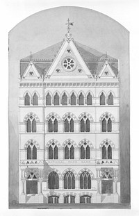 National Park Bank, New York City, New York, Competition Design Drawing by Peter Bonnett Wight (Architect)