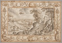Landscape with the Sacrifice of Isaac within a Decorative Border of Plants and Animals by Hans Bol