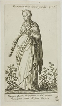 Polyhymnia, Muse of Hymns, plate 13 from Parnassus Biceps by Johann Theodor de Bry