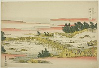 Evening Glow at Ryogoku Bridge (Ryogoku sekisho), from the series "Eight Views of Edo (Edo hakkei)" by Utagawa Toyohiro