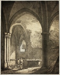 Ruin of the Church of Our Lady with the Tombstones of Genevieve and the Count Palatine Siegfried in the Mosel Valley near Andernach, from Collection of Memorable Medieval Buildings in Germany by Domenico Quaglio