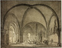 Baptismal Hall and Cloisters in the Cathedral at Mainz, from Collection of Memorable Medieval Buildings in Germany by Domenico Quaglio