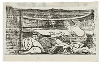 Interior of a Tahitian Hut, from the Suite of Late Wood-Block Prints by Paul Gauguin