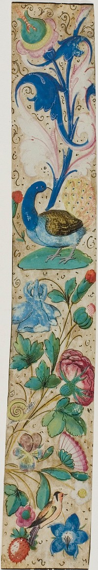 Illuminated Border with Peacock, Bird, Snail, Fruit and Flowers by Unknown illuminator