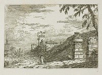 Landscape with Tower and Two Ruined Pillars, from Vedute by Canaletto