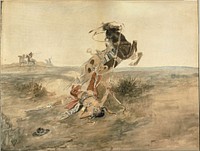 Fallen Indian Warrior by Charles Marion Russell