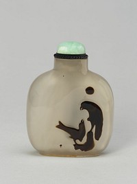 Snuff Bottle with Two Hawks on Rockwork