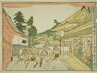 Act II (Nidanme), from the series "Perspective Pictures of the Storehouse of Loyal Retainers (Uki-e kanadehon Chushingura)" by Kitao Masayoshi (Kuwagata Keisai)