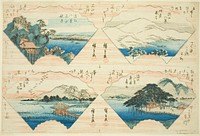 Four Views from the series Eight Views of Omi (Omi Hakkei) by Utagawa Hiroshige