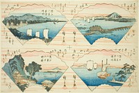 Four Views from the series Eight Views of Omi (Omi Hakkei) by Utagawa Hiroshige