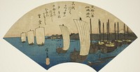 Returning Sails at Tsukudajima (Tsukudajima kihan), from the series "Eight Views of the Eastern Capital (Toto hakkei)" by Utagawa Hiroshige