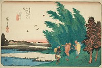 No. 56: Mieji, from the series "Sixty-nine Stations of the Kisokaido (Kisokaido rokujukyu tsugi no uchi)" by Utagawa Hiroshige