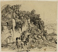 Mountainous Landscape with Horsemen by Rodolphe Bresdin