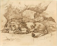 Lion Devouring a Rabbit by Eugène Delacroix