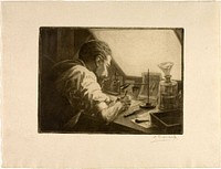 Self-Portrait Preparing an Etching by Henri Charles Guérard