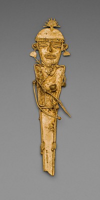 Figurine (Tunjo) of a Figure Holding Plants and Cup, Wearing a Crown by Muisca