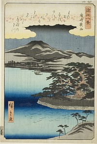 Night Rain at Karasaki (Karasaki yau), from the series "Eight Views of Omi (Omi hakkei no uchi)" by Utagawa Hiroshige