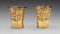 Pair of Beakers Depicting Birds in a Cornfield by Inca