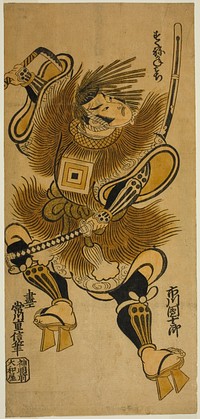 The Actor Ichikawa Danjuro II as Fujiwara no Kanemichi in the play "Otomo no Matori," performed at the Nakamura Theater in the third month, 1726 by Tsunekawa Shigenobu