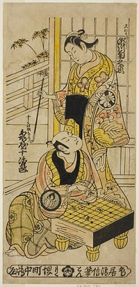 The Actors Kameya Jujiro I as Soga no Juro and Segawa Kikunojo I as Oiso no Tora in the play ”Hatsu Hikage Maizuru Soga," performed at the Nakamura Theater in the first month, 1737 by Torii Kiyonobu II