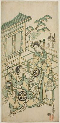 The Actors Ichimura Kamezo I as Urashima Taro and Takinaka Hidematsu I as Kanemoto Gozen in the play "Ichi no Tomi Seiwa Nendaiki," performed at the Ichimura Theater in the fifth month, 1746 by Torii Kiyonobu II