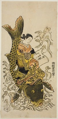 Courtesan Riding a Carp (parody of the Daoist Immortal Kinko [Chinese: Qin Gao]) by Nishimura Shigenaga