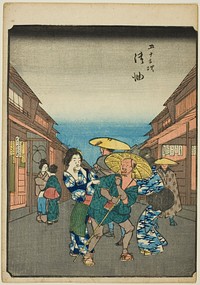 Goyu, from the series "Fifty-three Stations [of the Tokaido] (Gojusan tsugi)," also known as the Figure Tokaido (Jinbutsu Tokaido) by Utagawa Hiroshige