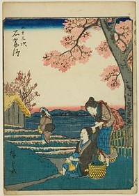 Ishiyakushi, from the series "Fifty-three Stations [of the Tokaido] (Gojusan tsugi)," also known as the Figure Tokaido (Jinbutsu Tokaido) by Utagawa Hiroshige