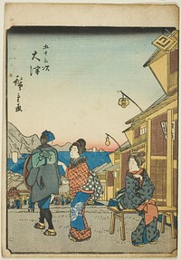 Otsu, from the series "Fifty-three Stations [of the Tokaido] (Gojusan tsugi)," also known as the Figure Tokaido (Jinbutsu Tokaido) by Utagawa Hiroshige