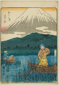 Yoshiwara, from the series "Fifty-three Stations [of the Tokaido] (Gojusan tsugi)," also known as the Figure Tokaido (Jinbutsu Tokaido) by Utagawa Hiroshige