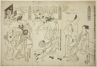 Cooling off at Ryogoku: A Set of Three (Ryogoku suzumi sanpukutsui) by Okumura Masanobu