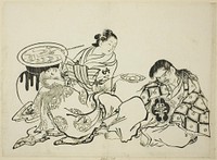 Courtesan Plying Shojo with Sake, no. 4 from a series of 12 prints by Okumura Masanobu