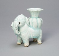 Joss-Stick Holder in the Form of an Elephant Holding a Lobed Vase