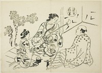 The Hana-no-en Chapter from "The Tale of Genji" (Genji Hana-no-en), from a series of Genji parodies by Okumura Masanobu