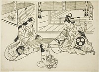 Yoshitsune (Ushiwaka) and Princess Joruri, from the series "Famous Scenes from Japanese Puppet Plays (Yamato irotake)" by Okumura Masanobu