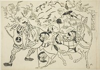 Teika's Journey (Taika no michiyuki), from the series "Famous Scenes from Japanese Puppet Plays (Yamato irotake)" by Okumura Masanobu