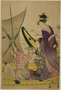 Women on a Fishing Boat by Chokosai Eisho